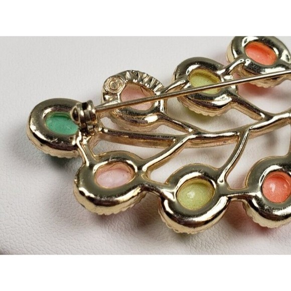 Vintage Sarah Coventry Gold tone Lucite Pastel Cabochon Brooch Pin - Picture 8 of 10